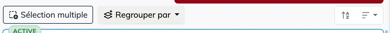The toolbar: the Multi-select button, the groups and the sort menu