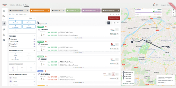 e4cars – TMS, Transport Planning & Route Map